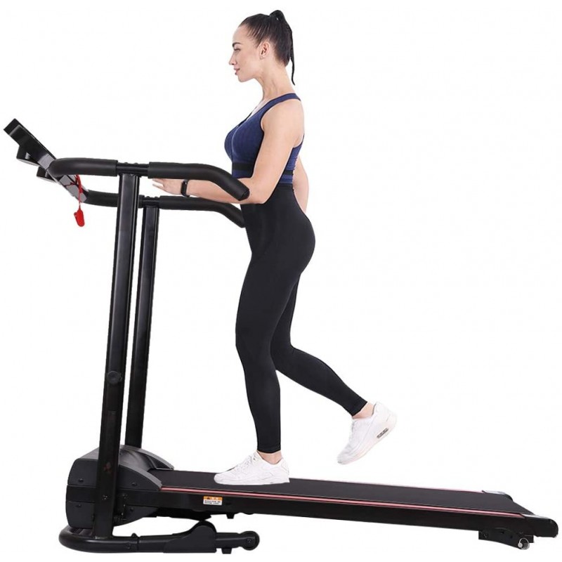 Mighty Rock Folding Treadmill - Foldable Electric Treadmill with Auto incline for Home Gym, Office, Apartment - Shock-absorbing Mechanical Treadmill - Portable Fitness Walking/Running Trainer with LCD Display