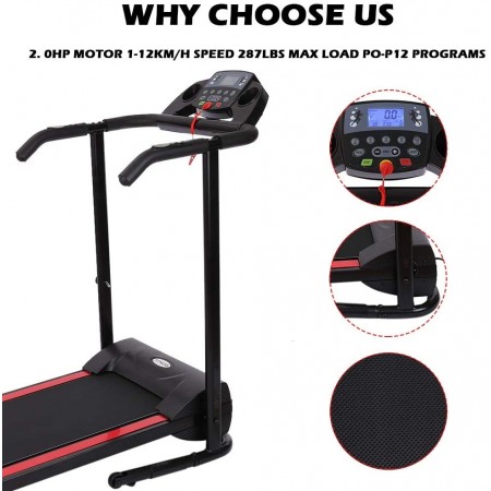 Mighty Rock Folding Treadmill - Foldable Electric Treadmill with Auto incline for Home Gym, Office, Apartment - Shock-absorbing Mechanical Treadmill - Portable Fitness Walking/Running Trainer with LCD Display