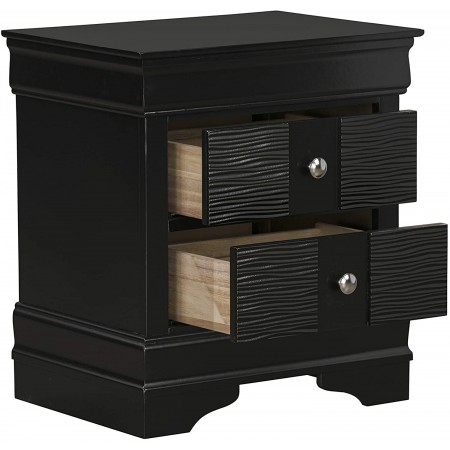 Mighty Rock Wood Nightstand End Table with Cabinet - Black