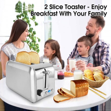 Mighty Rock 4-Slice Toaster with Extra-Wide Slots, Black/Silver