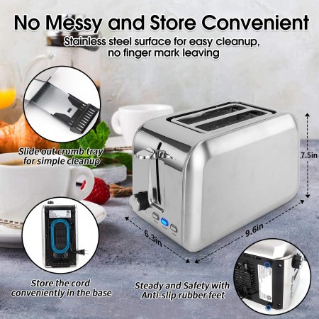 Mighty Rock 4-Slice Toaster with Extra-Wide Slots, Black/Silver